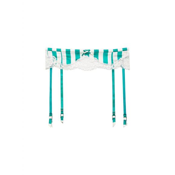 NEW FLEUR DU MAL women's eve garter belt in riviera stripe